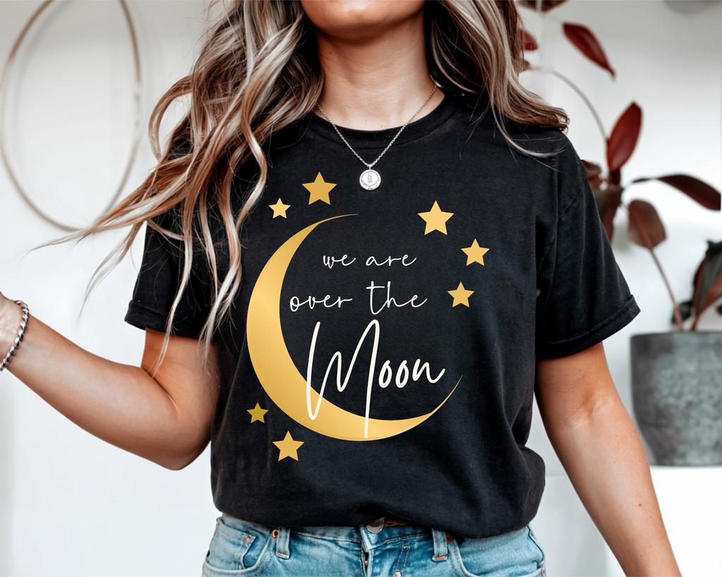 We Are Over the Moon Pregnancy Announcement Shirt | Baby Shower & New Baby Reveal T-Shirt