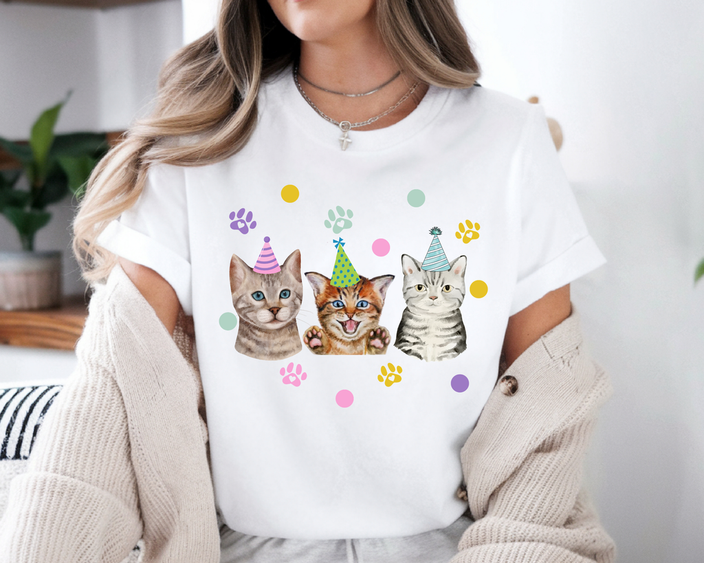Cat Birthday Girl Shirt | Cute Cat Party Birthday T-Shirt & Matching Family Shirts