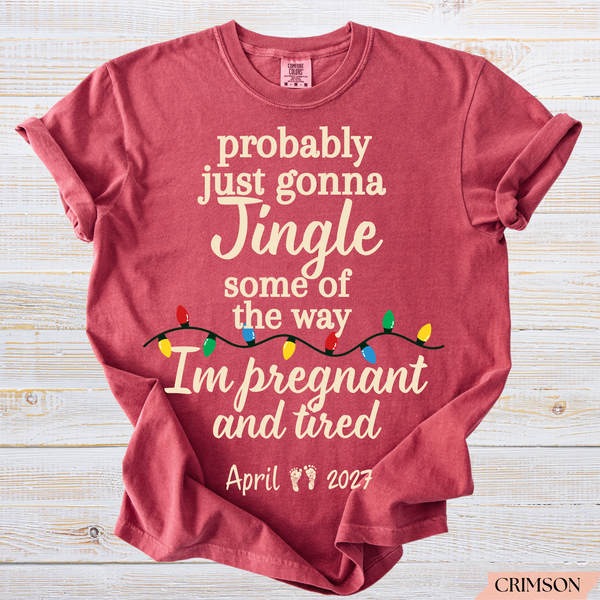 Pregnant and Tired Christmas Pregnancy Announcement Shirt | Jingle Some of the Way