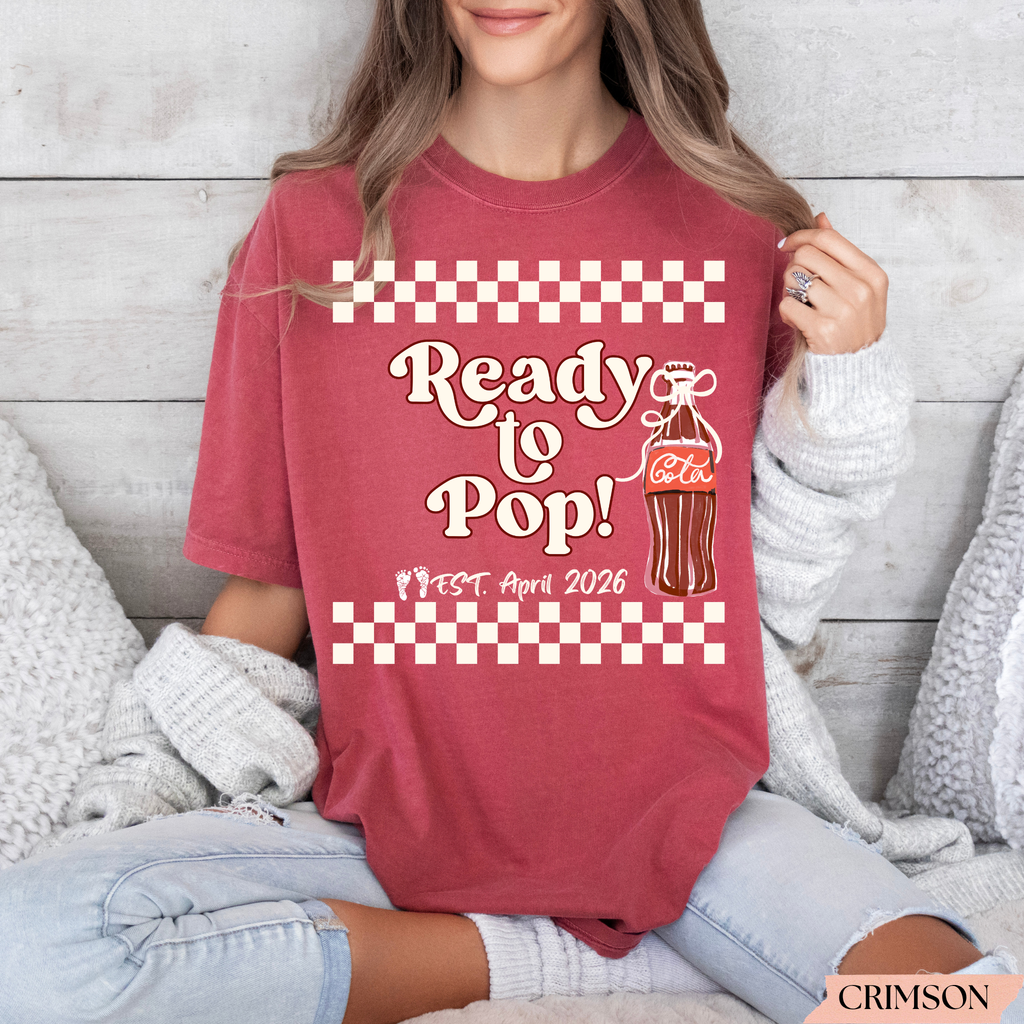 Ready to Pop Pregnancy Announcement Shirt | Personalized Baby Shower Shirt & Matching Family Tees