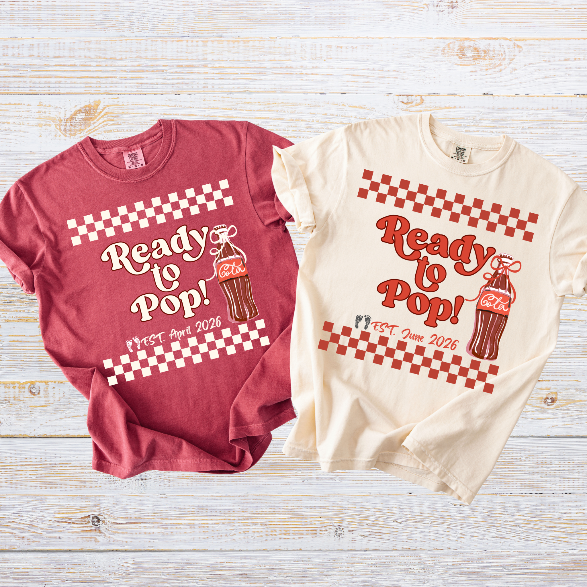Ready to Pop Pregnancy Announcement Shirt | Personalized Baby Shower Shirt & Matching Family Tees