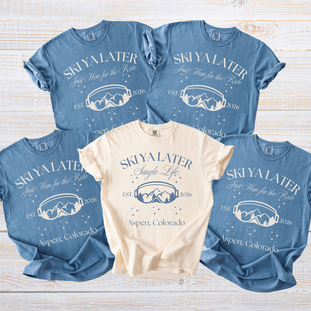 Ski Ya Later Single Life Shirt | Personalized Ski Bachelorette & Bridal Party T-Shirt