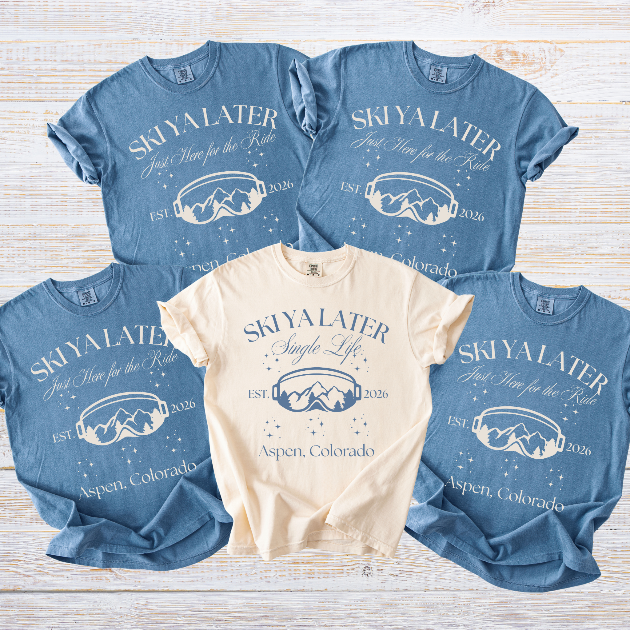 Ski Ya Later Single Life Shirt | Personalized Ski Bachelorette & Bridal Party T-Shirt