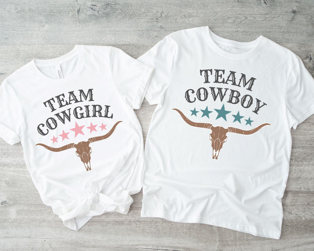 Team Cowboy & Team Cowgirl Gender Reveal Shirts | Western Gender Reveal Party Tees