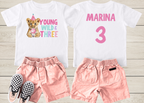 Young Wild and Three Birthday Shirt | Personalized Safari 3rd Birthday T-Shirt