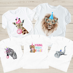 Young Wild and Three Birthday Shirt | Safari 3rd Birthday T-Shirt & Matching Family Shirts