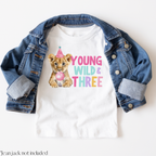 Young Wild and Three Birthday Shirt | Personalized Safari 3rd Birthday T-Shirt